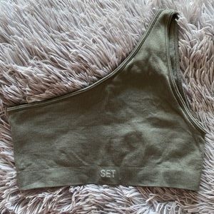 SET active one shoulder top in Steel